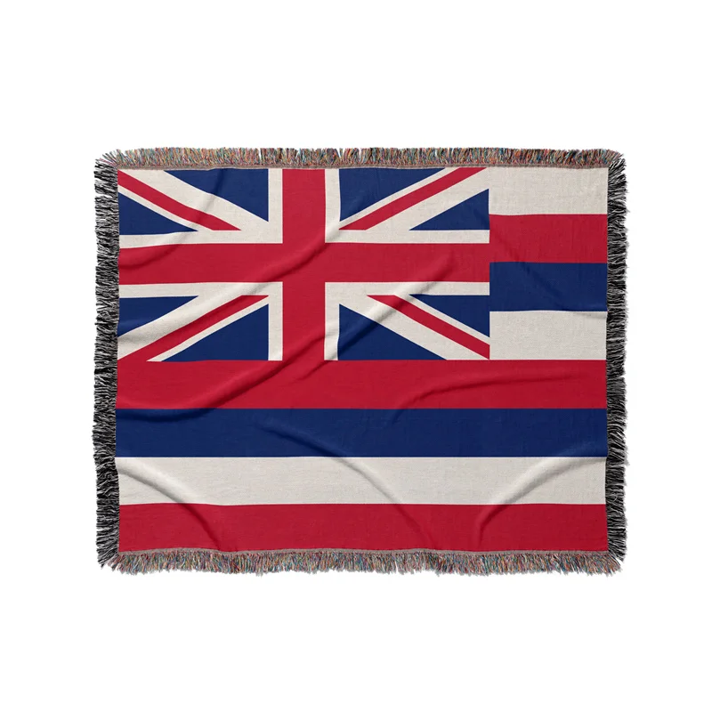 Gaslight Gatekeep Girlboss Hawaii United States of America Jacquard Fringed Woven Throw Blanket