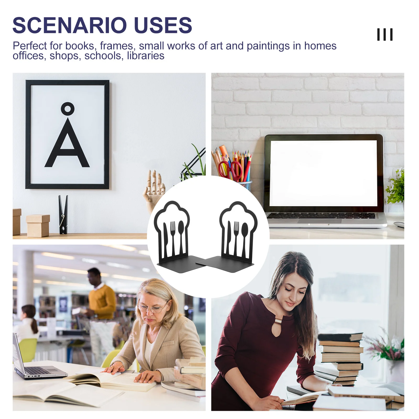 Exquisitas sujetalibros de hierro, organizador de libros multifunción, soportes decorativos para libros pesados, sujetalibros para libros pesados, 2 uds.