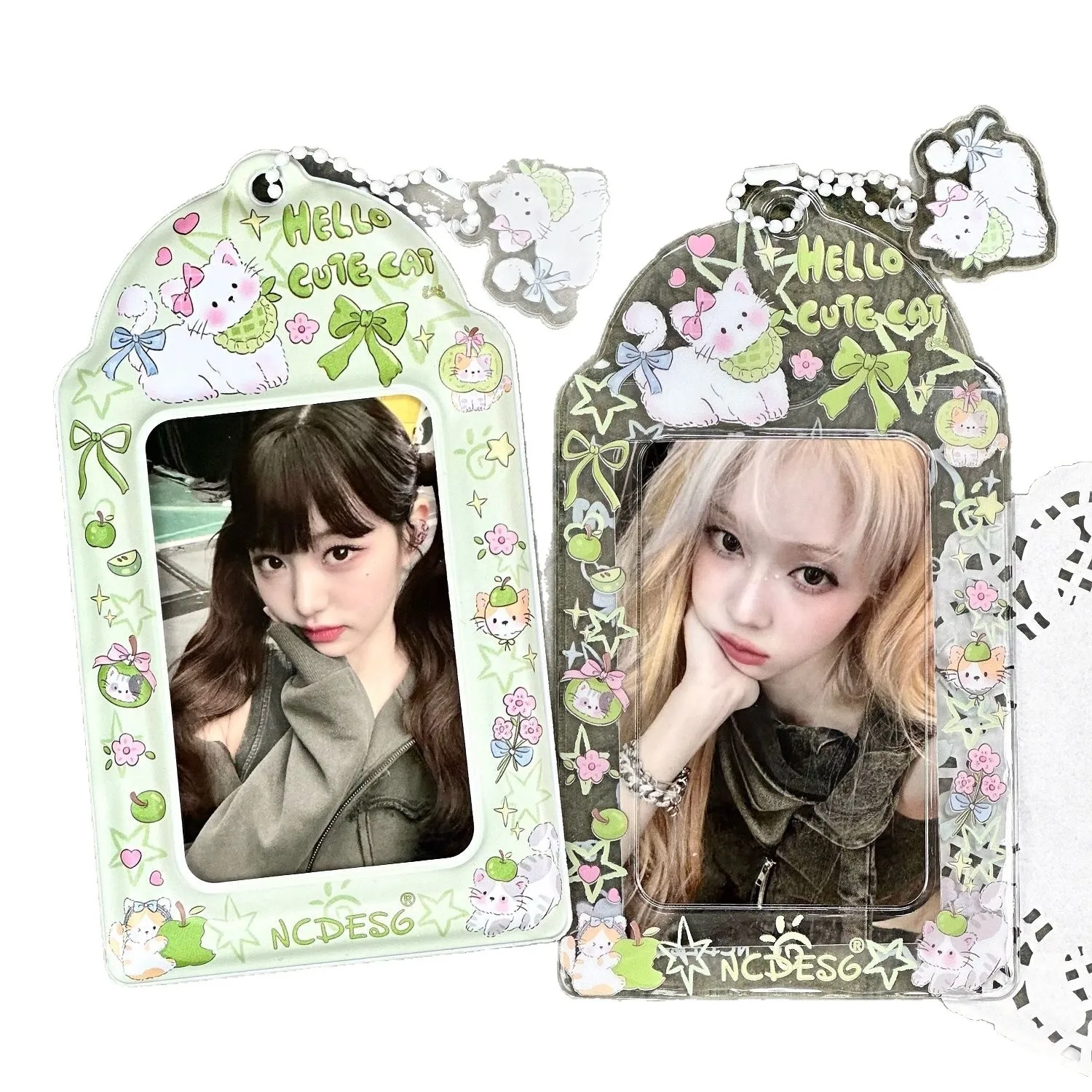 

1PC 3 Inches Kpop Photocard Holder with Keychains PVC Idol Card Protective Sleeves Bag Pendant School Stationery