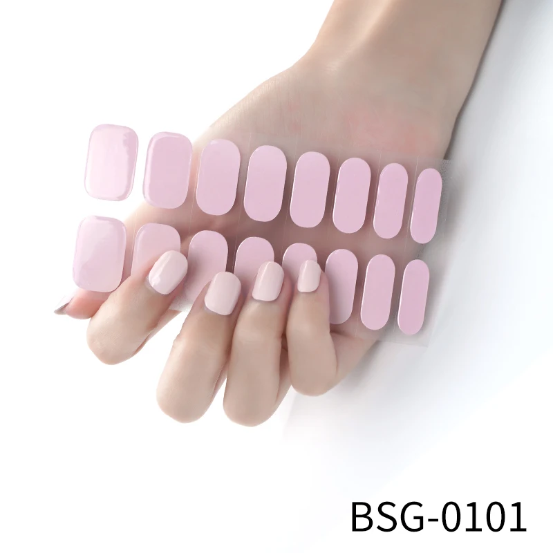 Solid Color Semi-Cured Gel Nail Wraps Simple Color Adhesive Waterproof Long Lasting Gel Nail Stickers Harden In UV Lamp Need