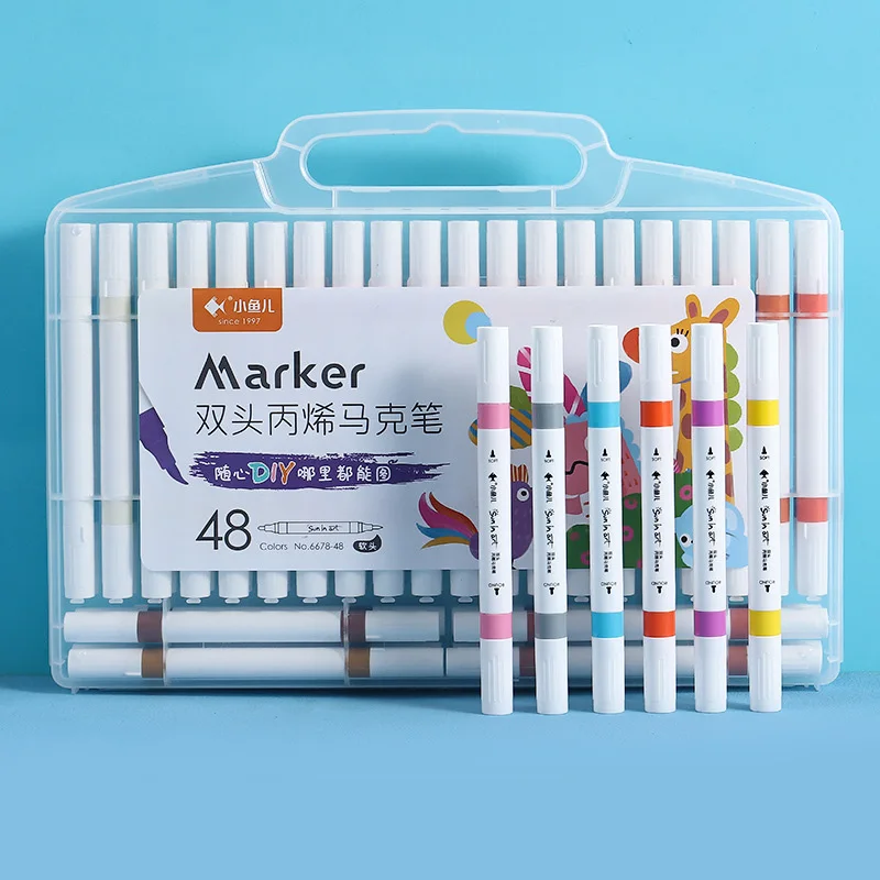 12/24/36/48 Color Double-Headed Acrylic Marker Set Art Painting Pen Safe Health For Graffiti School Art Supplies DIY 6678