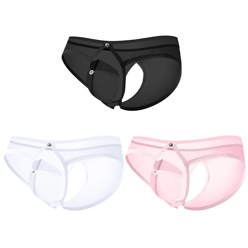 1/3Pcs Transparent Men Briefs Open-and-close Pouch Design Men Underpants Breathable Sexy Man Bikini Underwear with Openwork Back