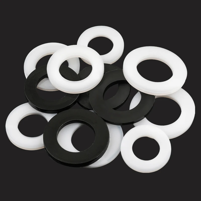 White/ Black Plastic Nylon Flat Washer Plane Spacer M2 M2.5 M3 M4 M5 M6 M8 M10 M12~ M24 Insulation Gasket Ring For Screw 0.5~3mm