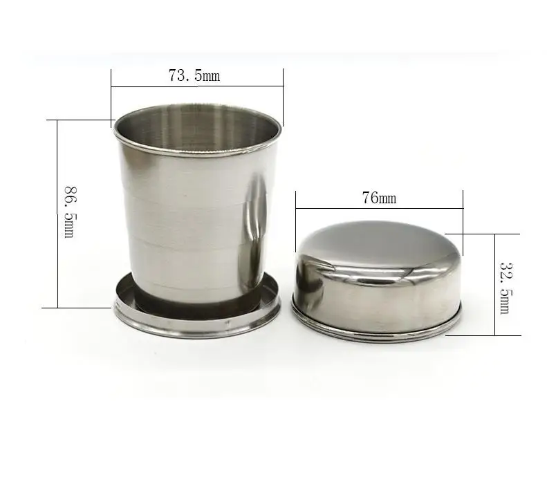 Foldable Drinkware 240ml Stainless Steel Folding Telescopic Collapsible Water Cup Beer Mug Outdoor Travel Camping ni617