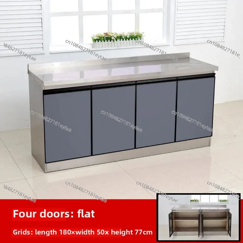 Stainless Steel Kitchen Cabinet Stove Cabinet Integrated Combination Storage Cupboard Overall Simple