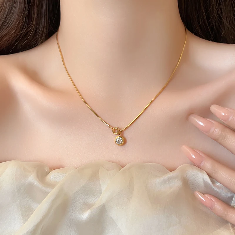 بسيطة الذهب اللون سلسلة التعميم الزركون قلادة قلادة الأزياء والمجوهرات للنساء مثير الترقوة سلسلة العصرية الملحقات #4