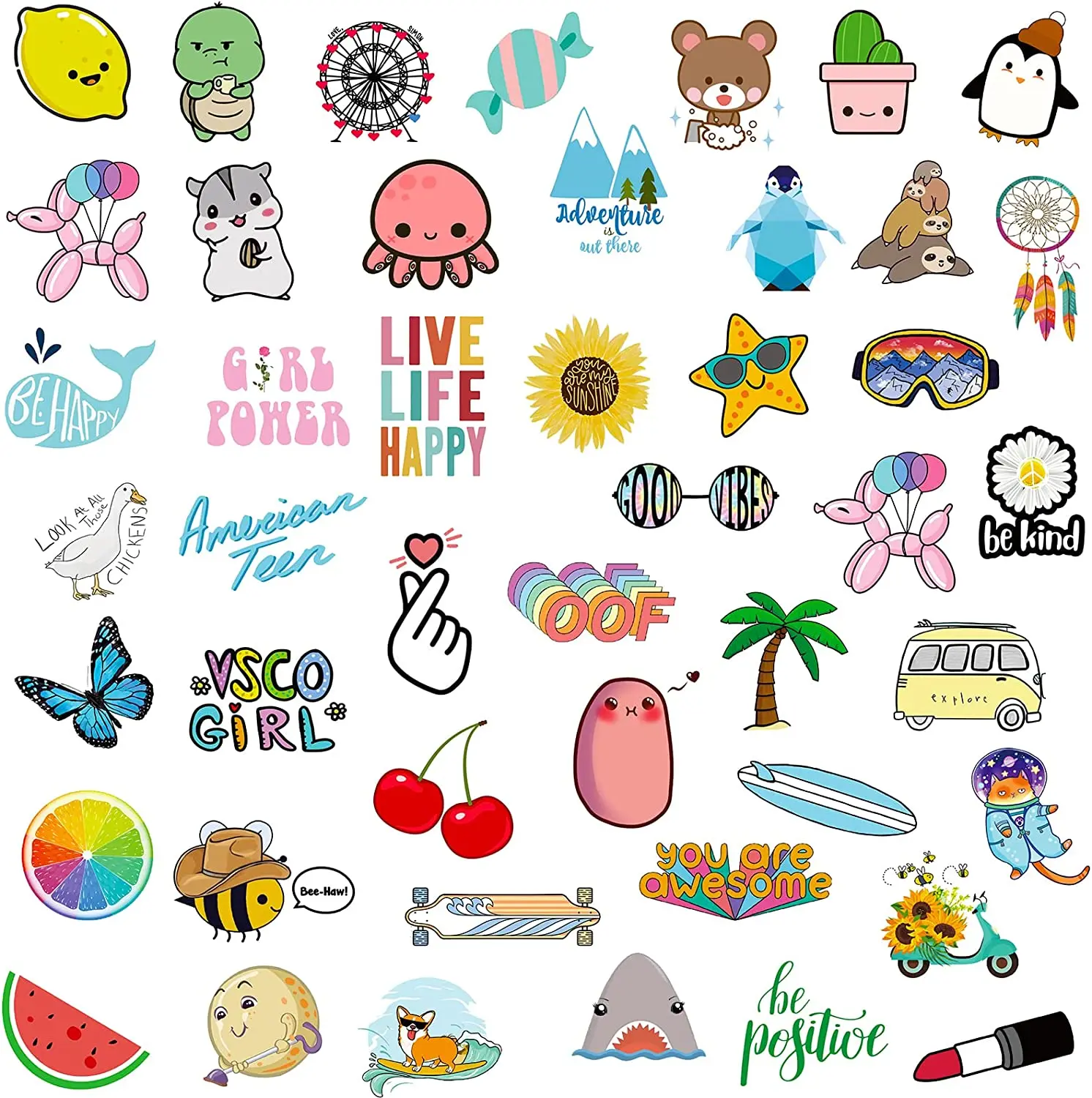 Stickers for Water Bottles, Cute Vinyl Waterproof  Laptop Skateboard Stickers Aesthetic Computer Phone  Stickers for Kid