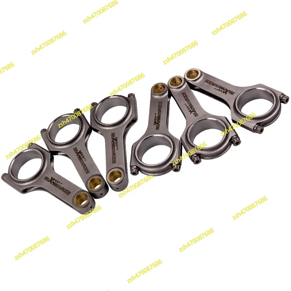 

6 кованых шатунов 4340 для BMW 328i 528i E36 E46 M52B28 Pleuel Bielle Conrods Шатун Shot Peened Распредвал TUV EN24