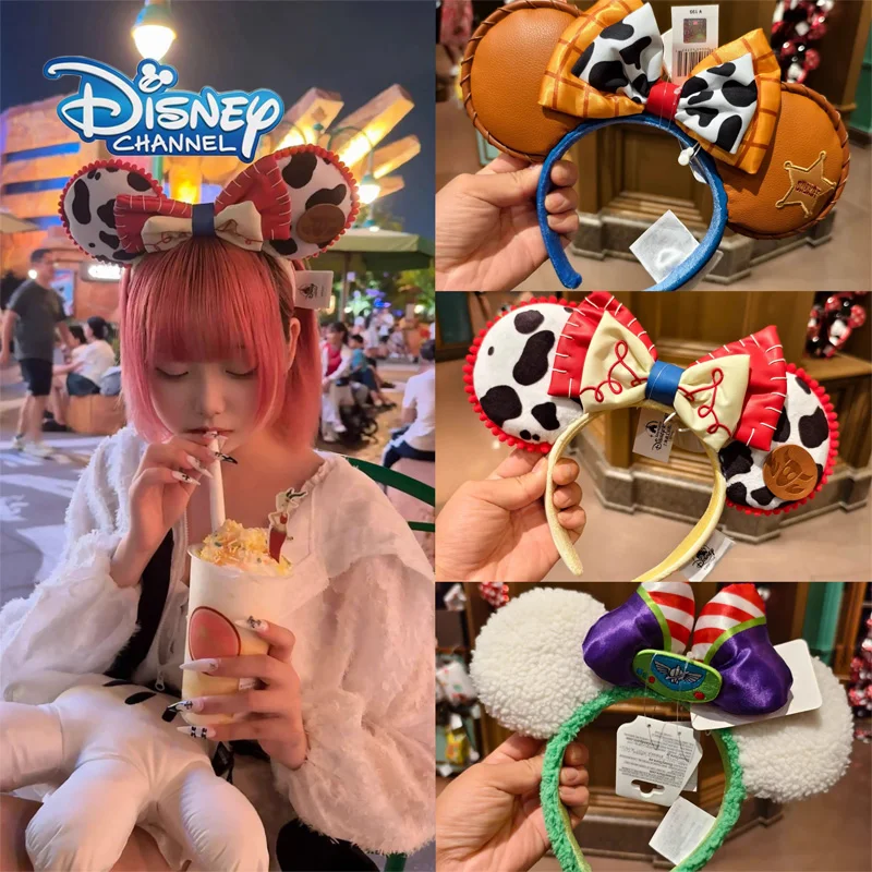 fascia-per-capelli-disney-woody-jessie-buzz-lightyear-con-orecchie-di-topolino-stampa-mucca-fiocco-scozzese-orecchie-da-topo-accessorio-per-capelli-per-cosplay