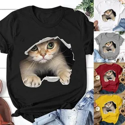 Summer Loose Women's T-Shirt High Quality 3D Cat Pattern Printed Short Sleeve Plus Size Women's Short Sleeve T-Shirt CCXX002