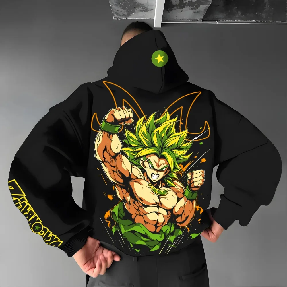 Hoodie anime harajuku dragon ball masculino streetwear 2025 outono inverno vintage camisola com capuz oversized feminino manga longa unisex