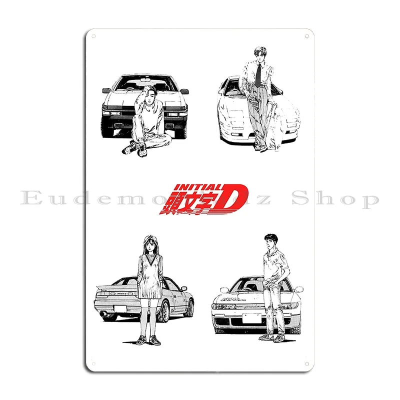 Initial D Manga Crew Takumi Metal Sign Create Designing Cinema Vintage Garage Tin Sign Poster