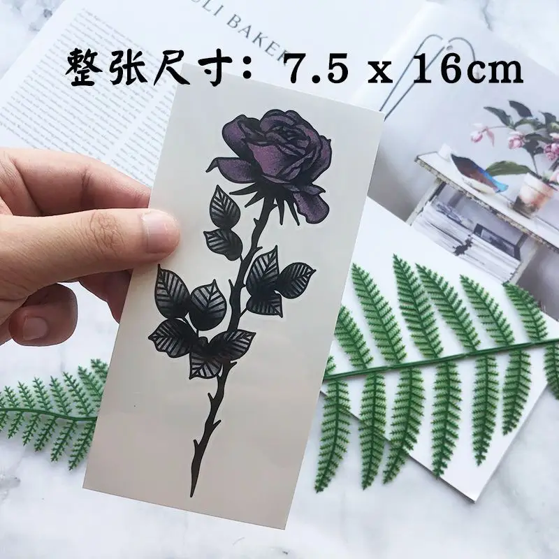 Elegant Temporary Tattoo Stickers Rose Sexy Flower Plant Tatto Carnival Cheap Goods Fake Tattoos for Women Body Art Cute Tatoo