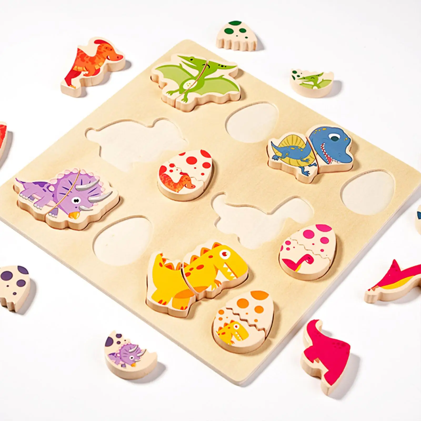 

Dinosaur Wooden Puzzle Preschool Learning Portable Dinosaur Toys for Ages 1-3 Year Old Boys Girls Kids Preschool Party Favors