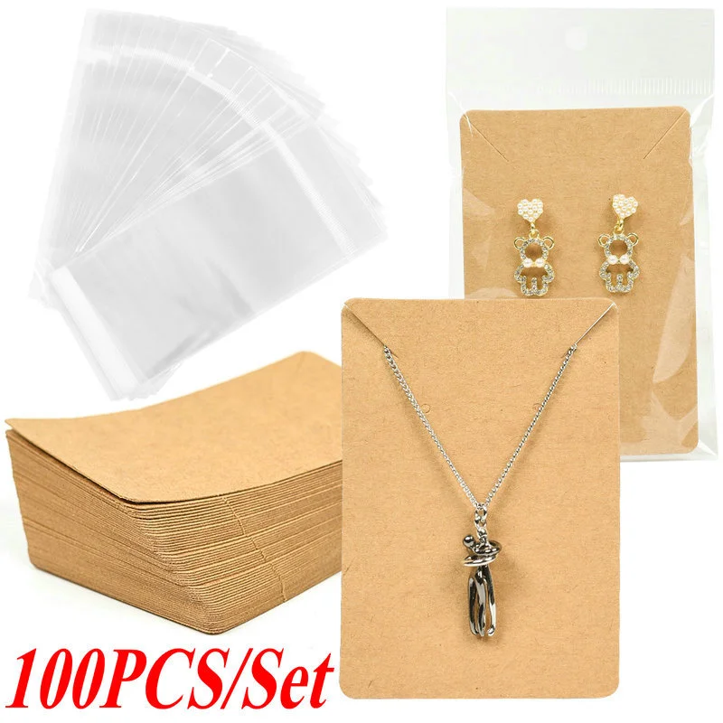 

100PCS/Set Jewelry Necklace Display Cards Boxed Packaging Cardboard Hanging Cards Ear Studs Paper Cards