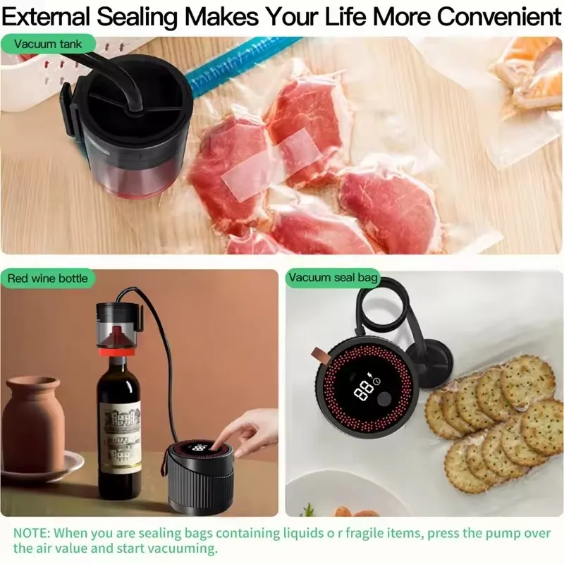 Kit de sellado al vacío de tarros de albañil eléctrico, sellador al vacío de tarros 4 en 1 para tarros de albañil de boca ancha y regular, para tarros, botellas de vino