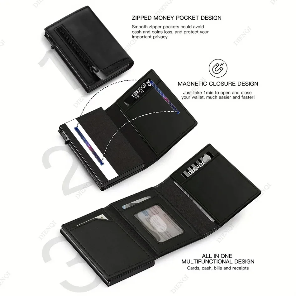 RFID-Kreditkartenhalter Herren-Geldbörse Luxusmarke Bankkarten-Etui aus Kohlefaser Minimalistische Brieftasche Smart Wallets für Männer – Detail 5