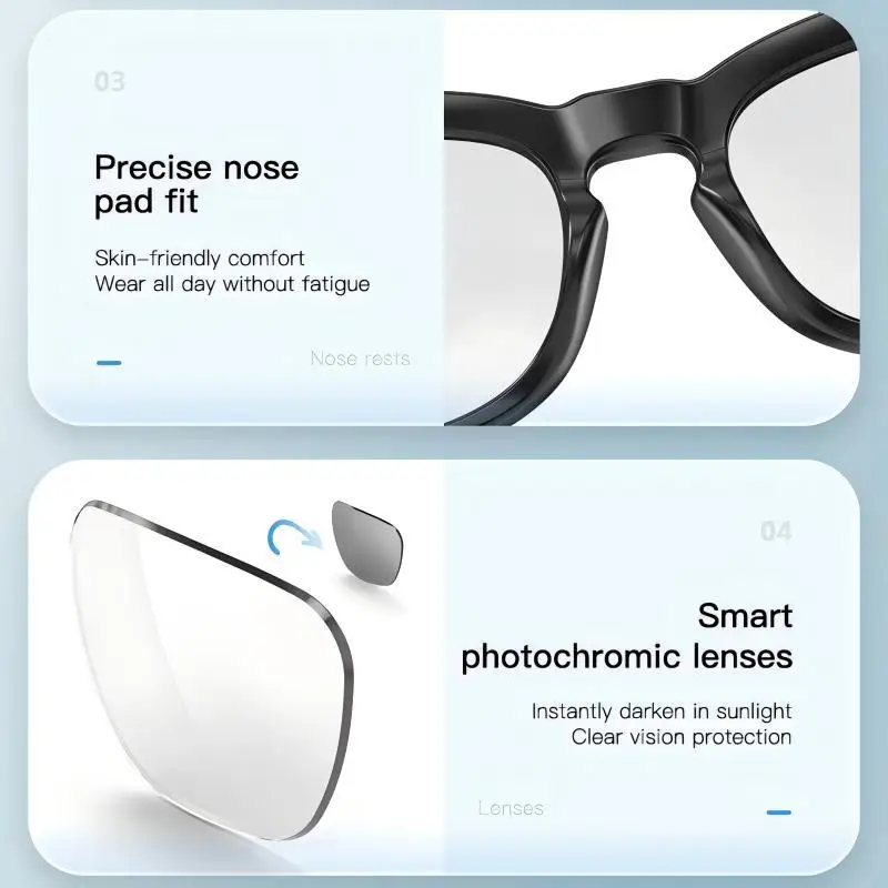 200 Вт пиксельные новые умные очки фотохромные очки для интеллектуальной фотографии Ai, музыка, звонки, разнообразные функции, длинная батарея