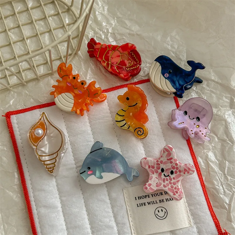 

Acetic Acid Small Whale Dolphin Ocean Animals Hair Clip Women Girls Sweet Mini Exquisite Hair Grab Clip Hair Styling Accessories