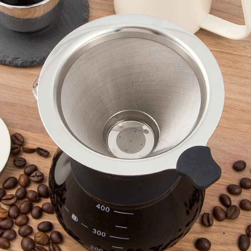 

Двухслойный многоразовый держатель фильтра для кофе из нержавеющей стали - ситечко для кофе и чая, необходимый аксессуар для приготовления кофе