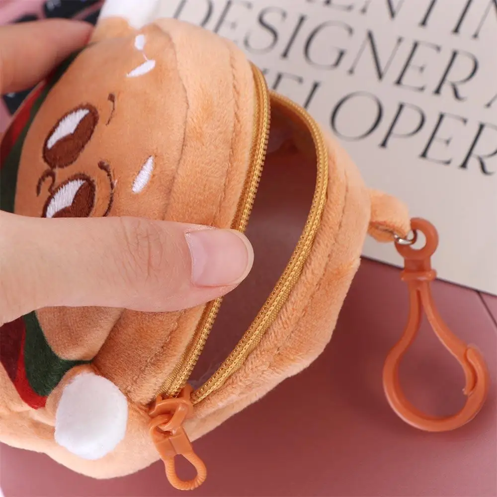 Card Bag Hamburger Hamburger Plush Coin Purse Creative Plush Cartoon Zipper Wallet Kawaii Zipper Anime Mini Storage Bag Kid Gift