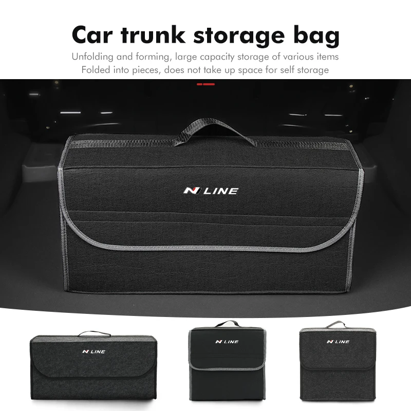 Car Trunk Storage Bag Organizer Sundries Stowing Tidying Box For Hyundai Sonata i30 i20 Tucson Elantra Kona N Line