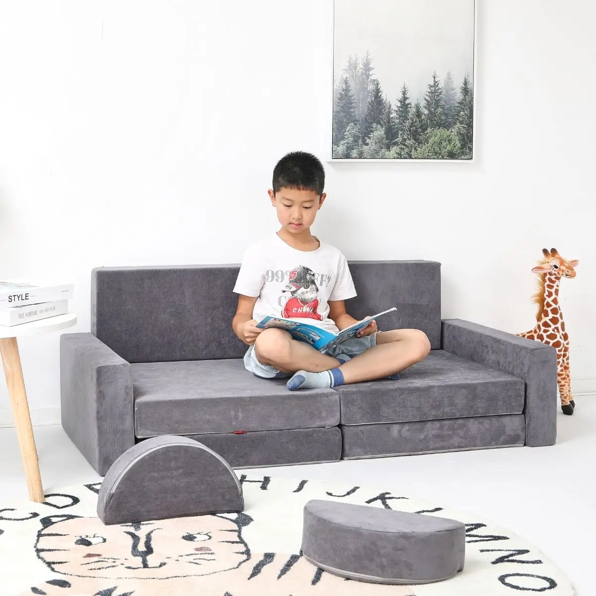 Hibobi Kids' 11 Piece Play Couch with Ultimate Modular Versatility for Play and Rest