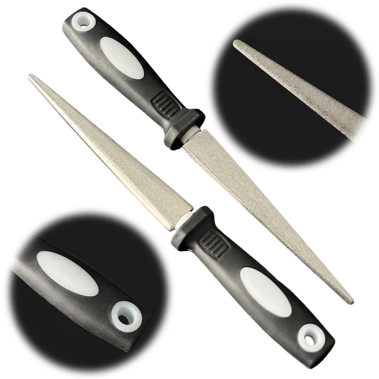 Diamond File Sharpener with Ergonomic Handle Knife Sharpening Rod Honing Steel for Knives for Scissors Knives and Garden Tools