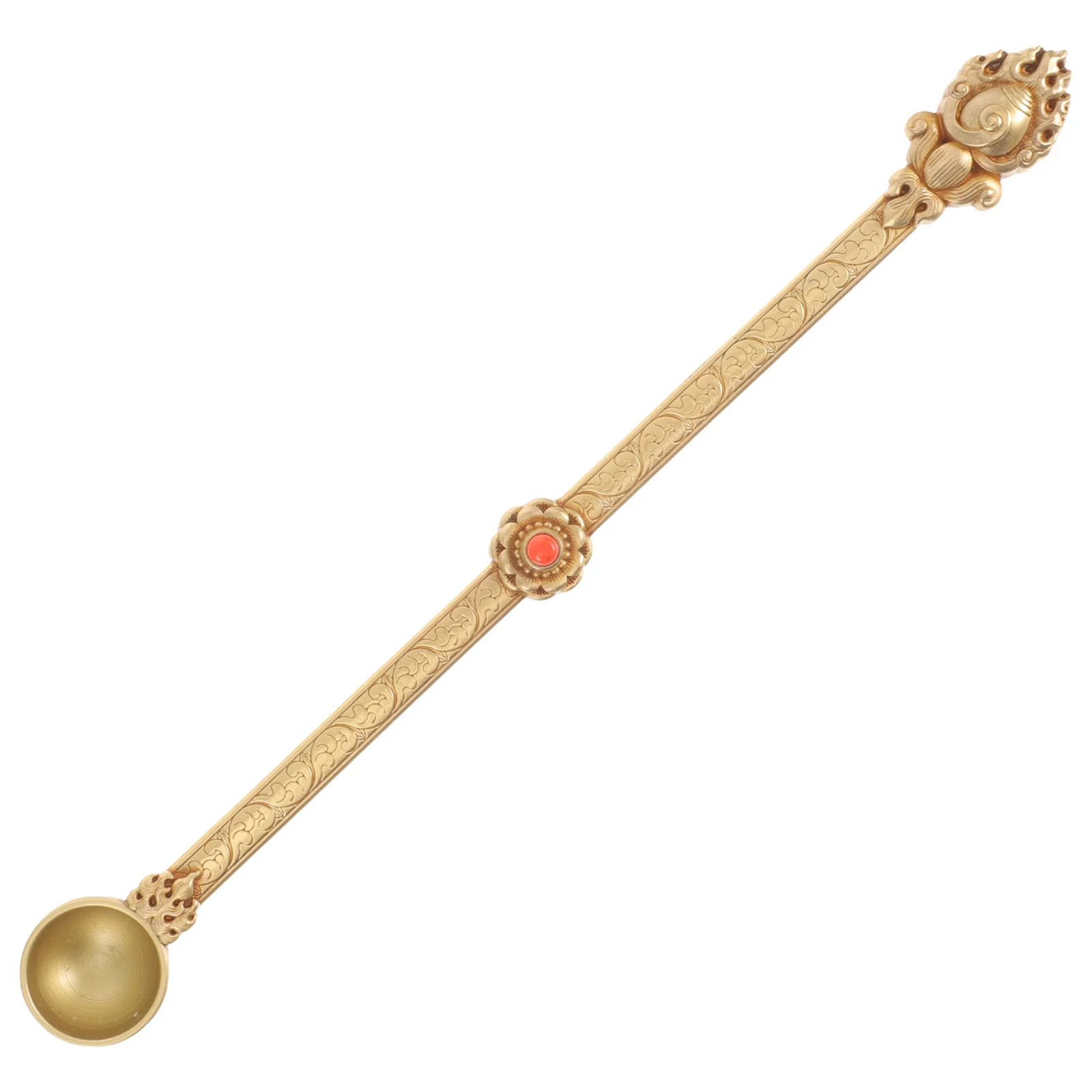 

Brass Spoon for Ghee Offering Exquisite Crafted Spoon Long Stick Ideal for Religious Ceremonies Religious Decor