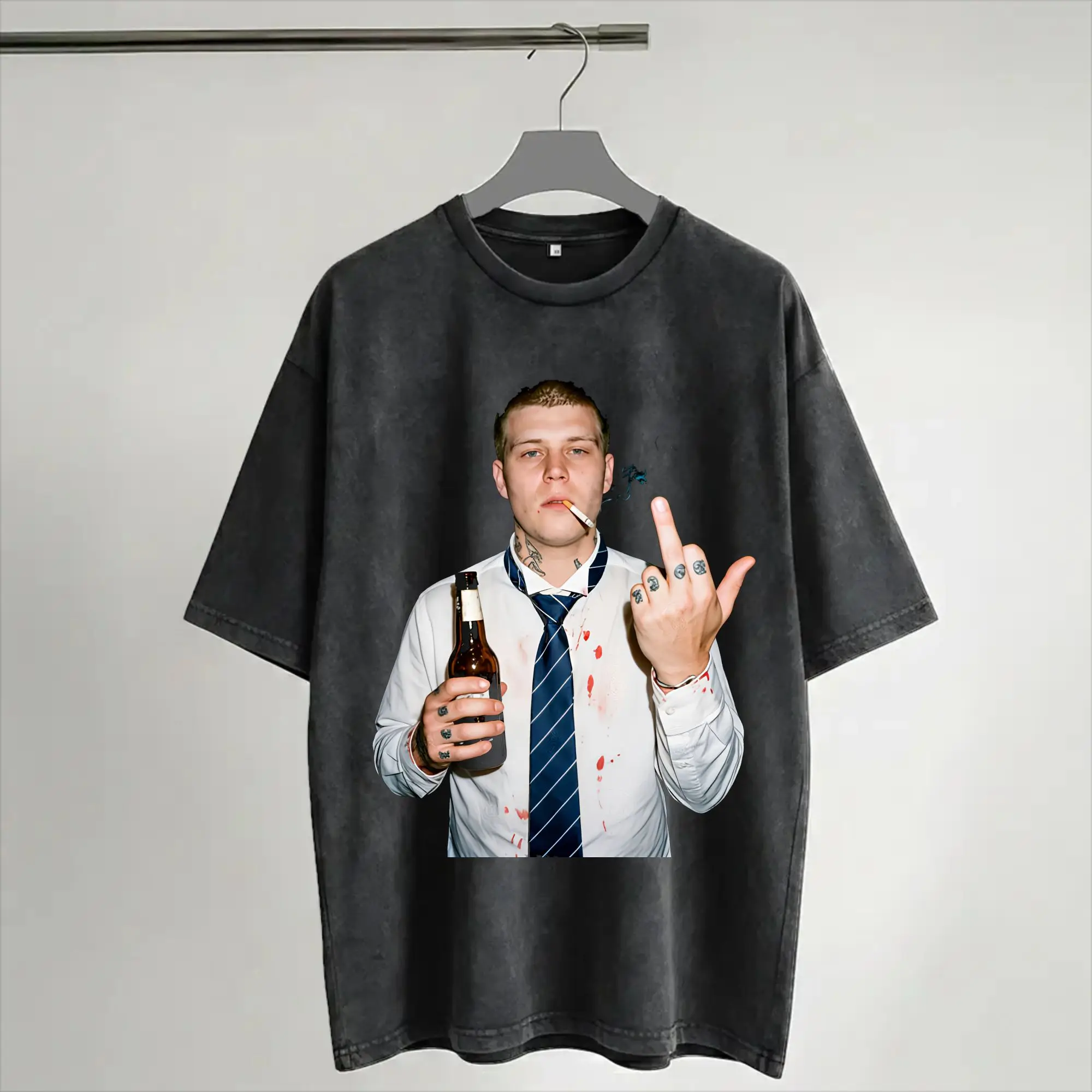 Harajuku Washed Shirt Yung Lean Flipping It  Merch Vintage T-Shirts Harajuku  Streetwear Short Sleeve Graphic Tee Shirt