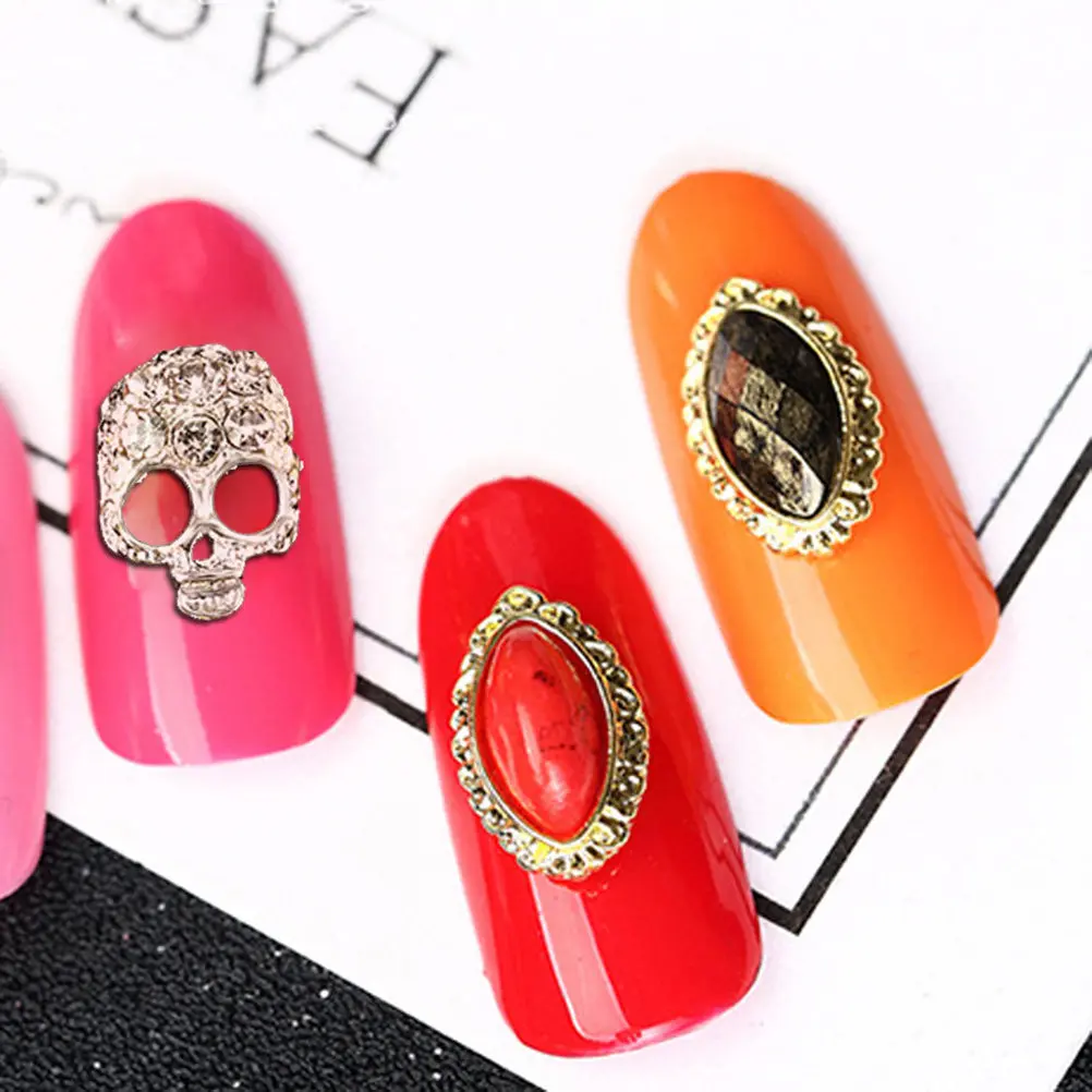 20pcs Skull Rhinestone Nail Art Decorations for DIY Manicure – Alloy Mask Crystal Nail Accessories