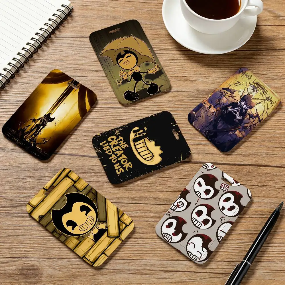 Porta Tarjetas de Identificación de Bendy and the Ink Machine, Funda para Tarjeta de Empleado, Cordón, Porta Credenciales de Trabajo, Porta Tarjetas con Nombre