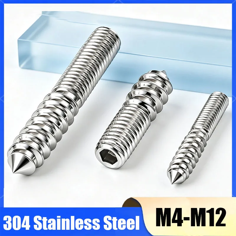 304 Stainless Steel M4 M6 M8 M10 M12 Hexagon Socket Double Head Pointed Tail Self Tapping Screw Fixing Self Tapping Screws