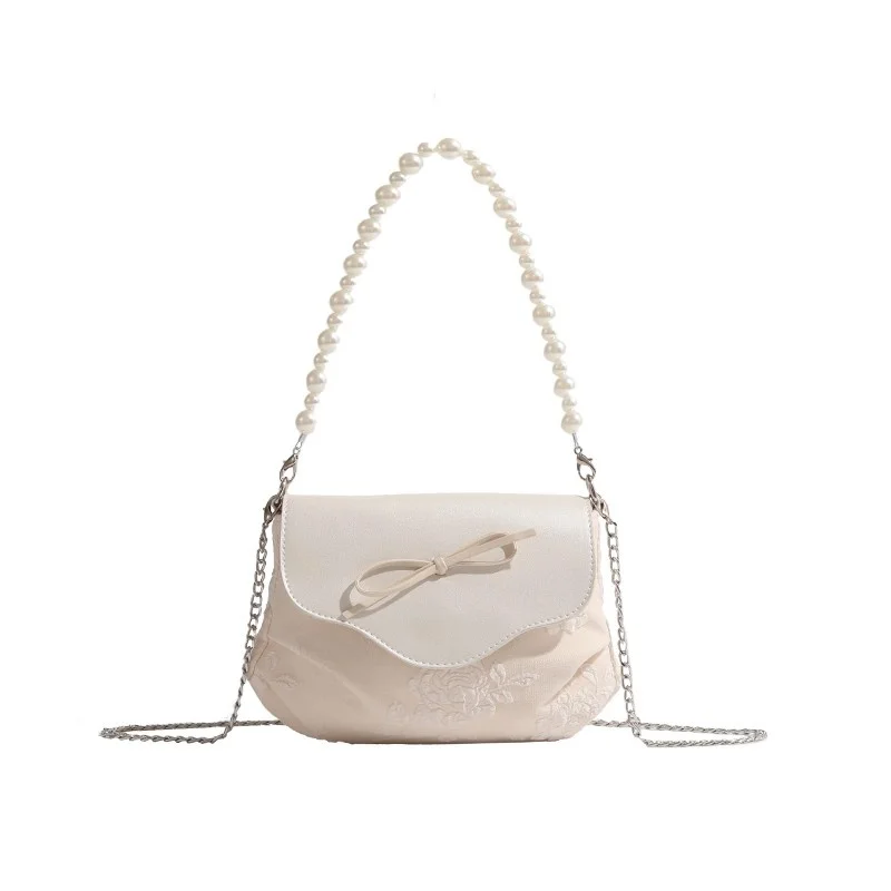 

Ele Pearl Handbag Women's Single oulder Crossbody Bag GUMNI 2024 New Faion Soft PU Leather Small Square Bag