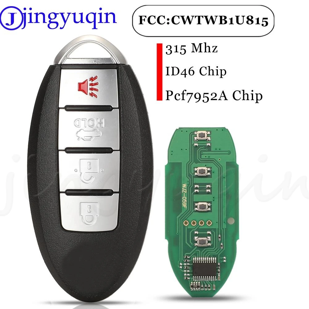 

Jingyuqin 10pcs Remote Car Key Fob 315Mhz ID46 PCF7952A Chip CWTWB1U815 For Nissan Sunny Versa Sentra Juke Cube 4 Buttons