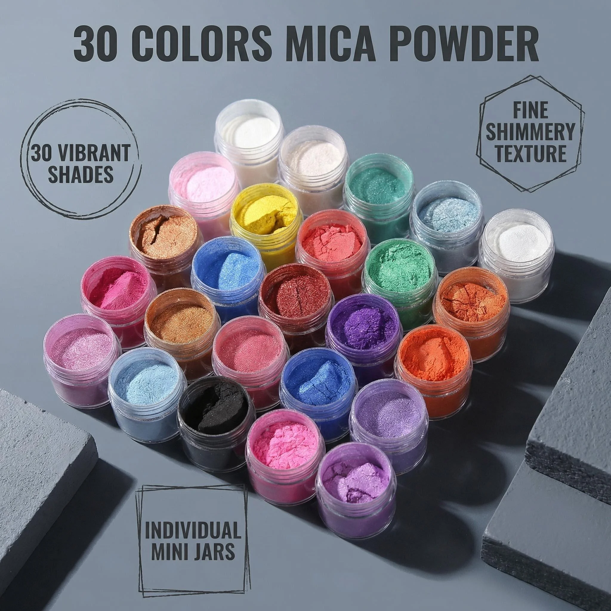 

30 Colors Mica Powder Set Pigment Powder for Resin Soap Making Candle Dye Epoxy Resin Crafts