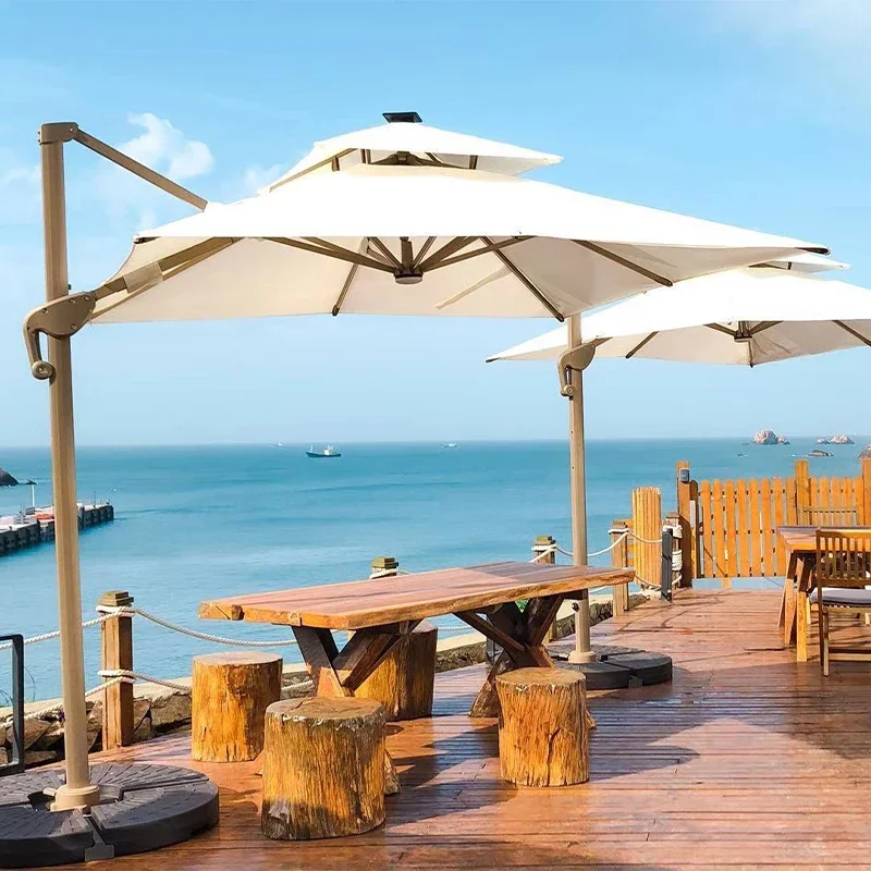 

Modern Style Aluminum Cantilever Sun Parasol Waterproof Outdoor Furniture Umbrella 3m Radii Crank Lift Opening Base for Patio