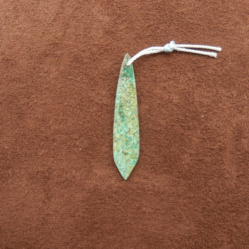 

Natural African Turquois Long Bar Pendant Polished Blue-Green Gemstone with Brown Veins for Handmade Jewelry Artisanal Accessory