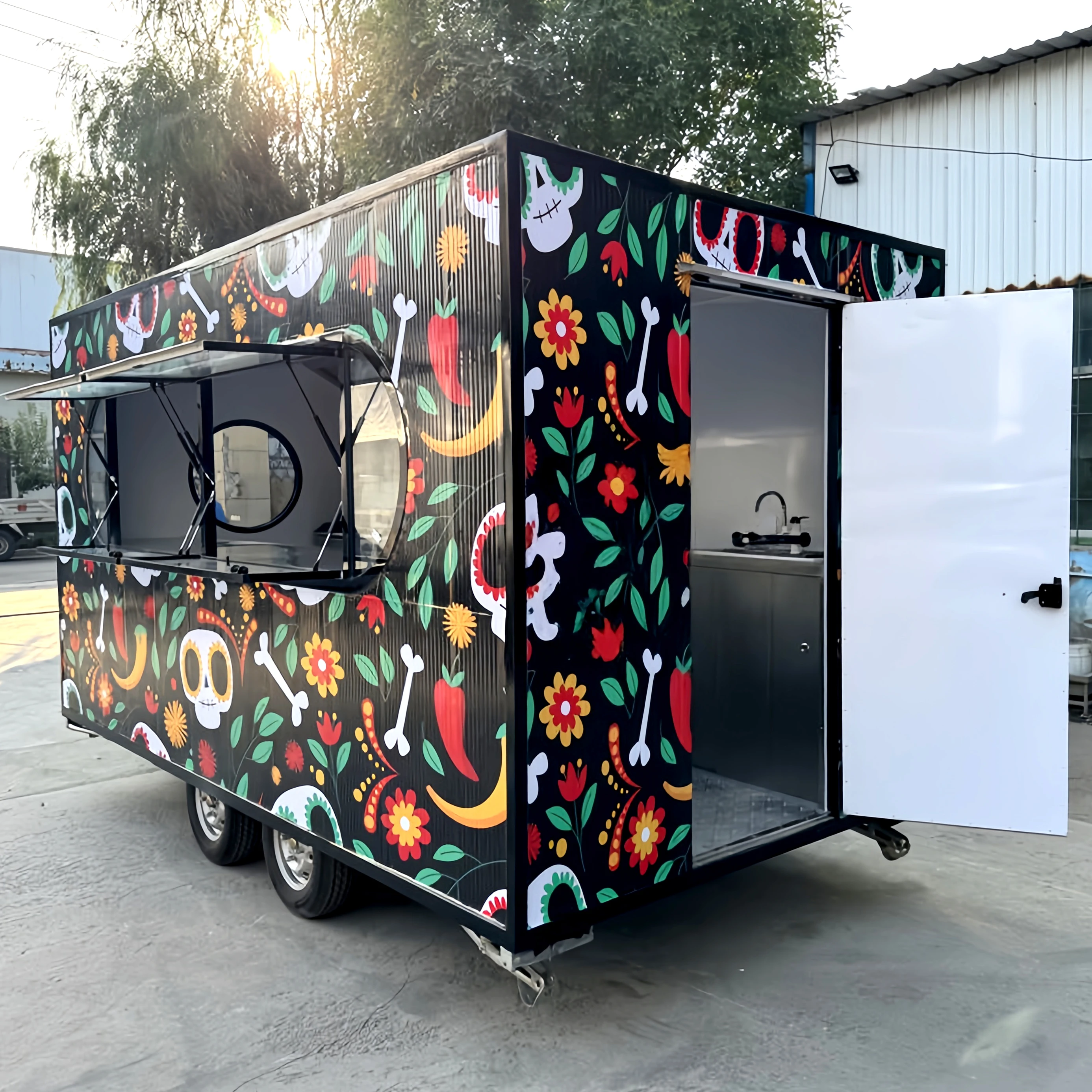 

Portable Outdoor Kitchen Food Truck Trailer Cart Mobile Snack Bar Ice Cream Truck Tent Caravan for Camping And Catering