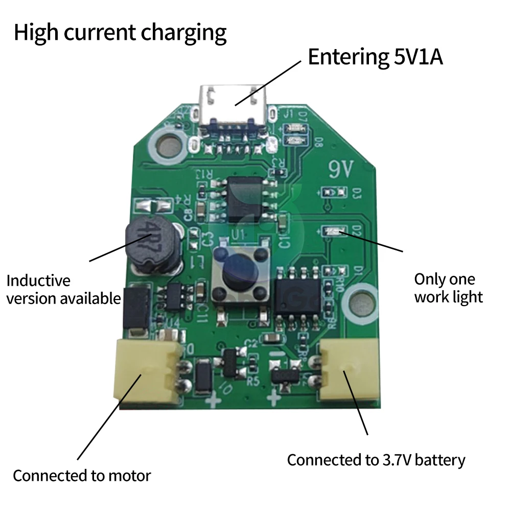 Rechargeable Small Fan Control Board Micro/Type-C USB Brushless 3 Gears Adjustable Boost Board with Line Charge Protection