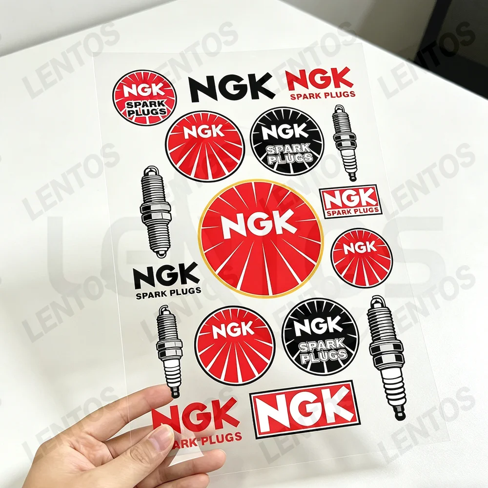 For NGK Motorcycle Reflective Stickers Waterproof Decals for Helmet Scooter Fuel Tank Toolbox Racing