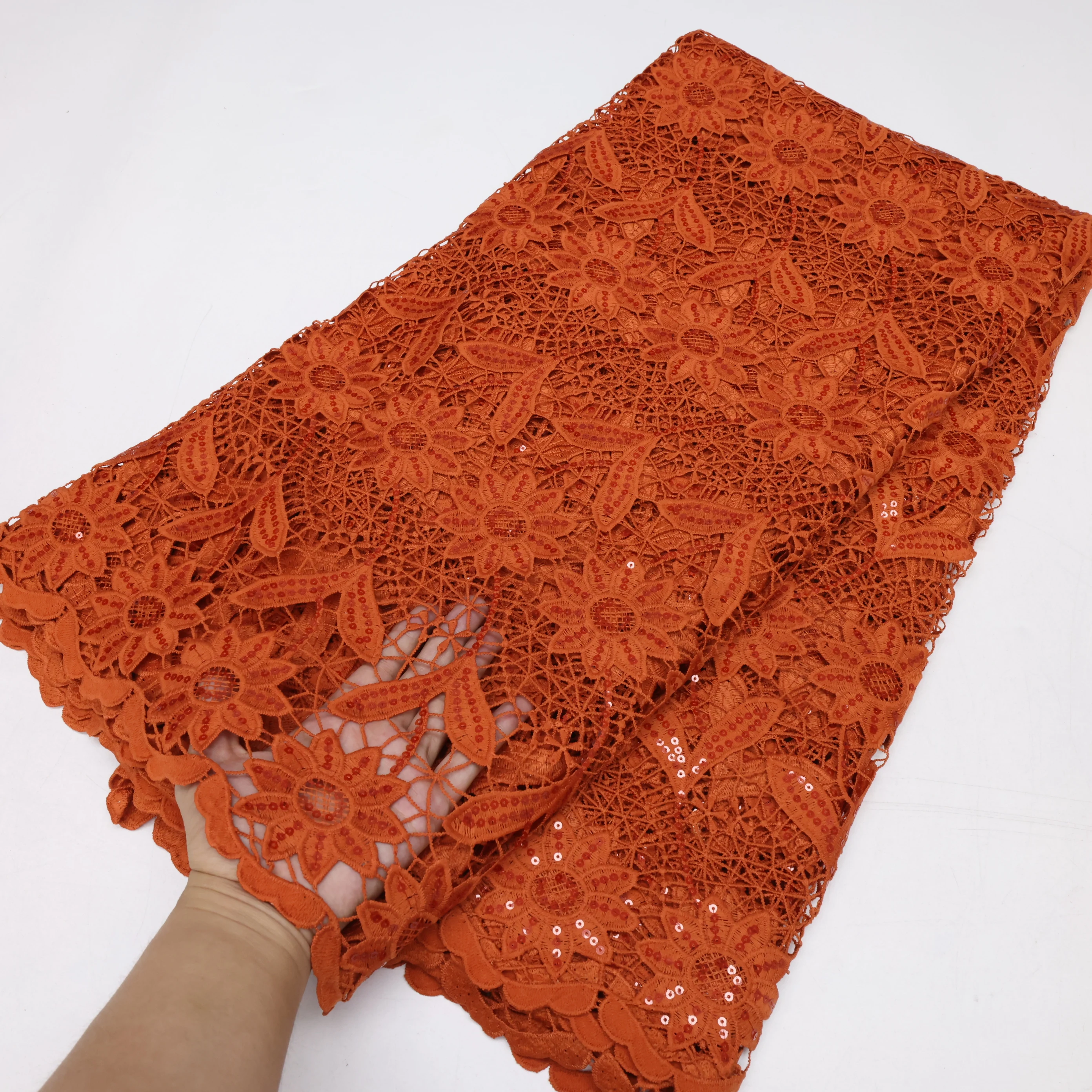 Nigerian Guipure Cord Lace Fabric Milk Silk Lace Fabric African Lace Fabric 2024 High Quality New Dress for Women Wedding Party