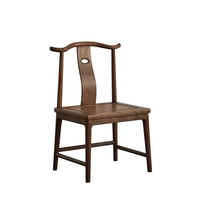 

New Chinese black walnut guest chair armchair tea dining chair solid wood single backrest home