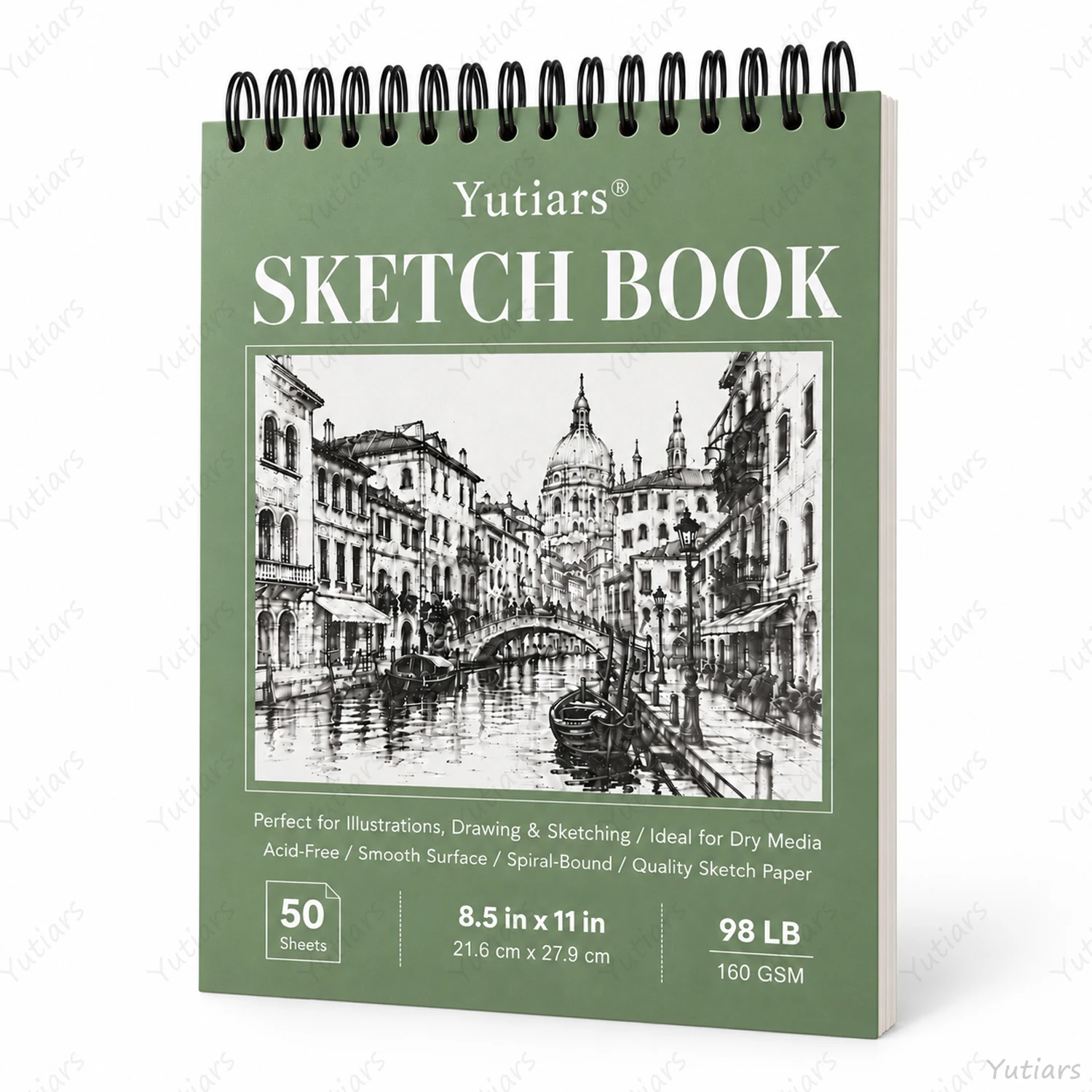 Spiral Bound Sketchbook 160 GSM Drawing Pad, 50 Sheets Sketch Paper for Pencil Drawing, Illustration, Art Practice and Dry Media