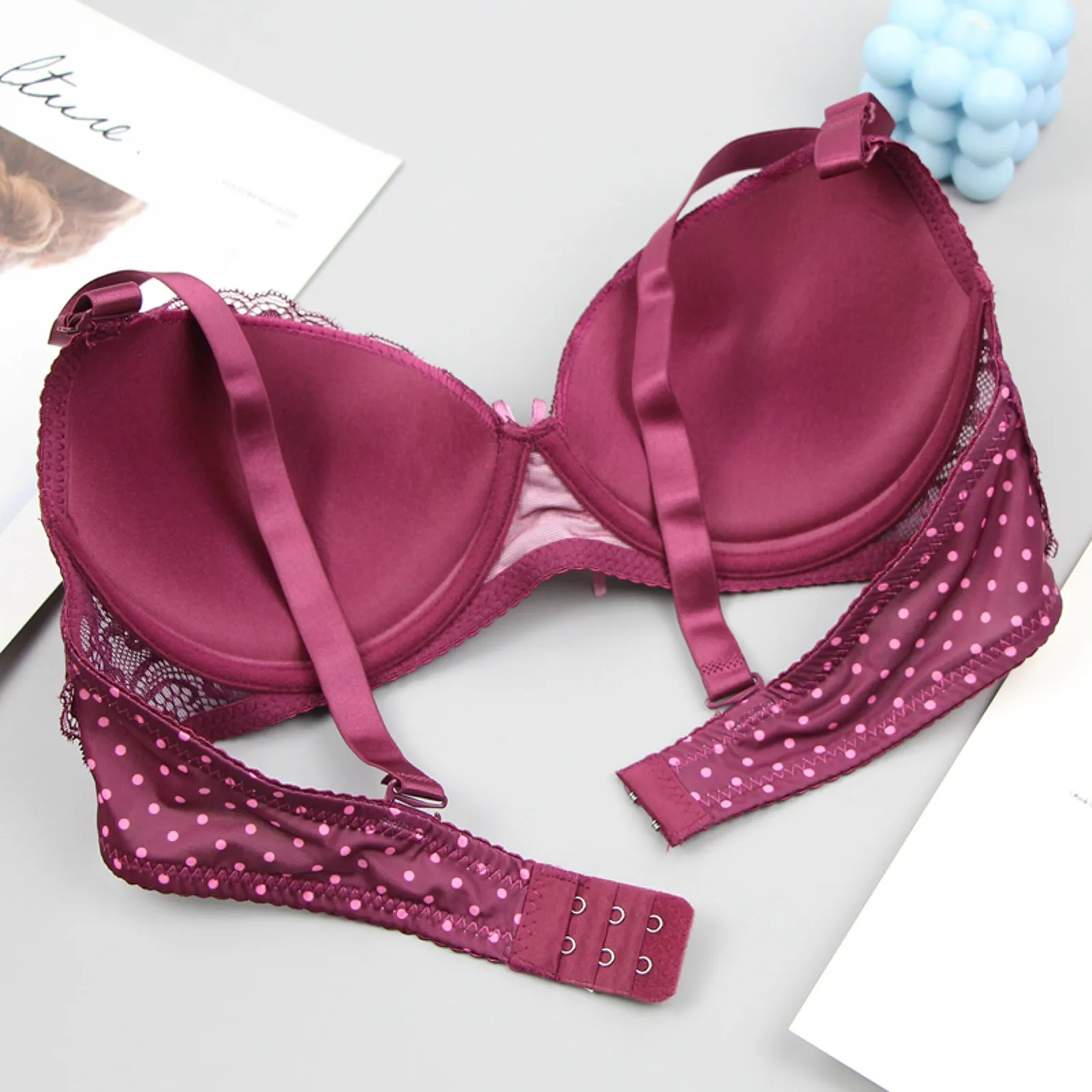 New Push Up Bras  Underwear For Women Lace Dot Lingerie Women Thin Brassiere Ladies Bras Female Gathered Comfortable Underwear