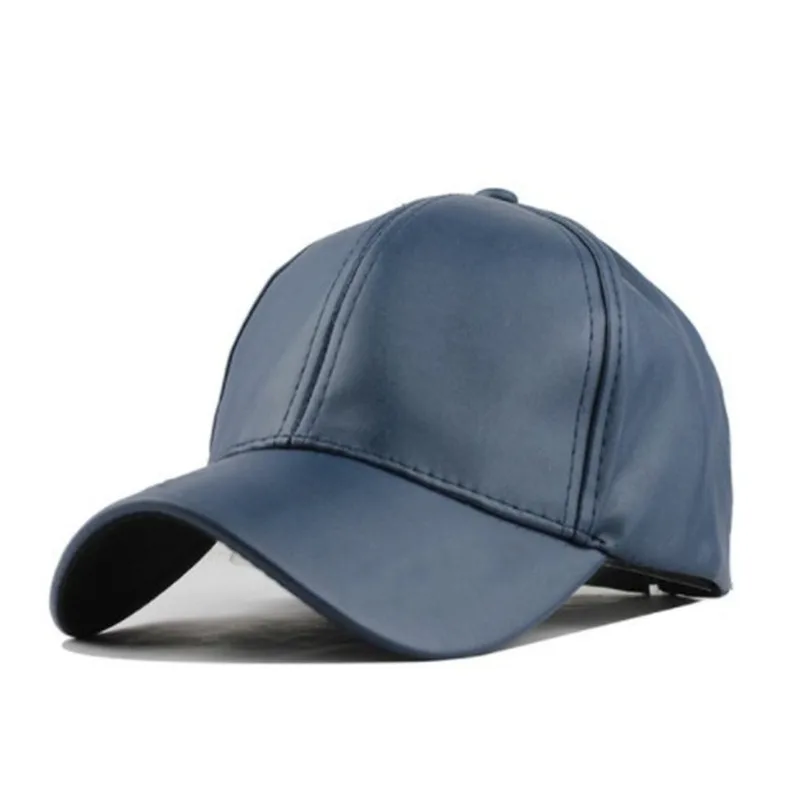 Classic Baseball Cap Unisex PU Leather Outdoor Sports Hat All Sizes Adjustable Strap Korean Style Casual Flat Brim Sun Hat Wear