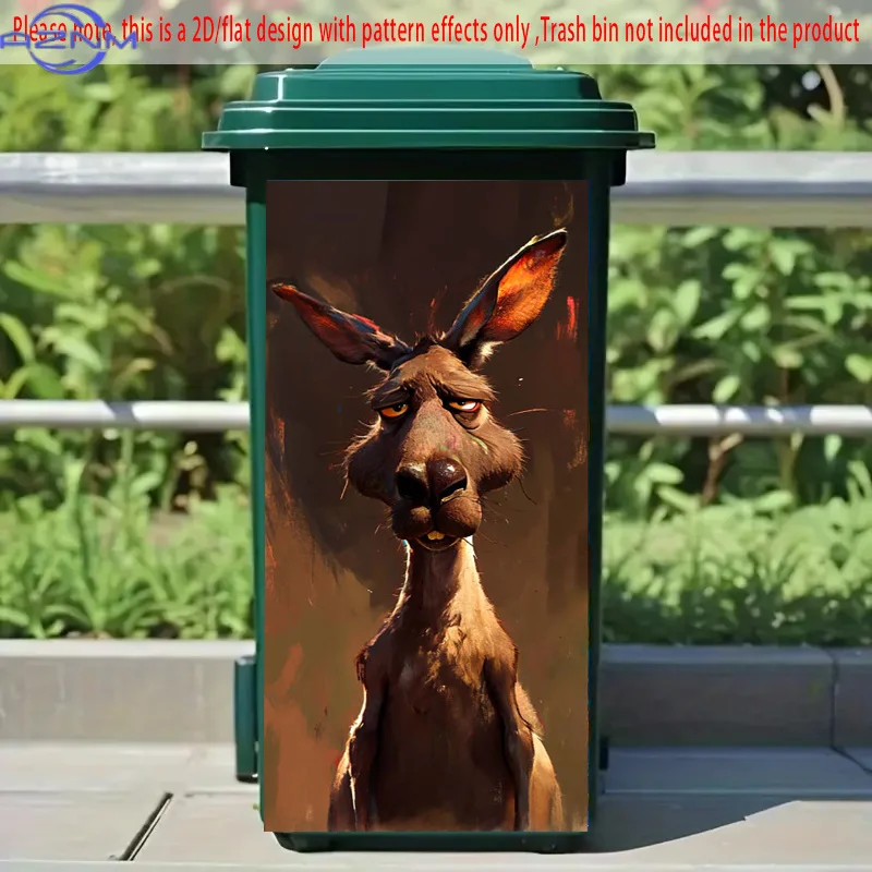 [Kangaroo PVC Stickers] 2D Flat Kangaroo Stickers with Weary Look - Self-Adhesive PVC Decorative Stickers for Dustbins & Trash