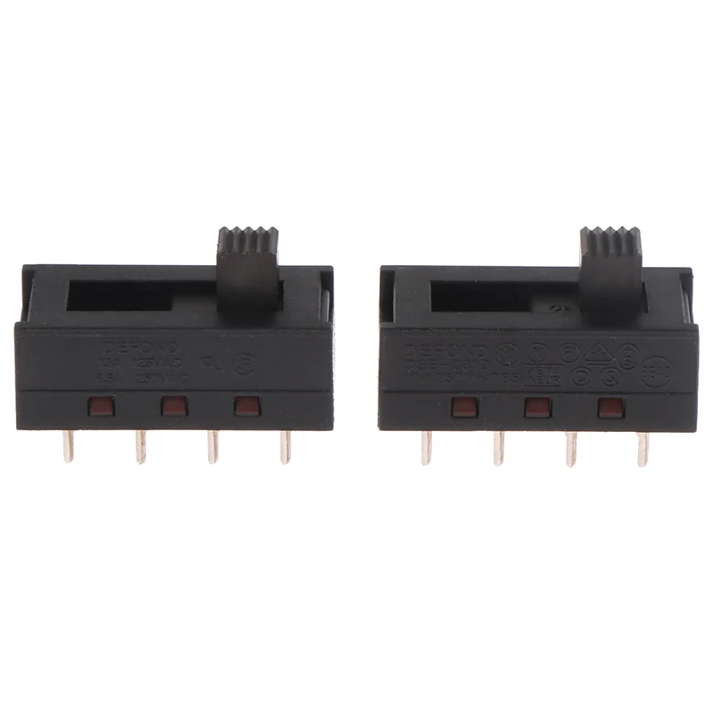 2Pcs DSE-2310 Pointed Pins 8 Feet 3 Files 10A250V Toggle Switch Black Slide Switch Hair Dryer Switch Module