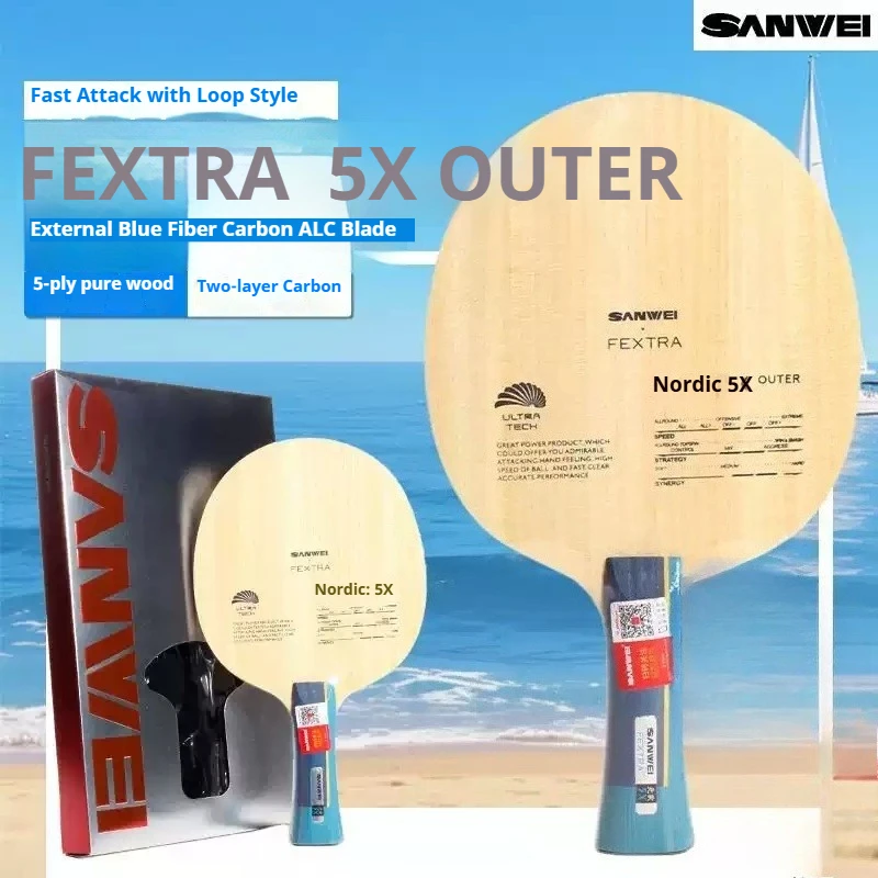 

Теннисная ракетка SANWEI FEXTRA 5X Professional из базальтового волокна (7 слоев) для настольного тенниса, с коробкой