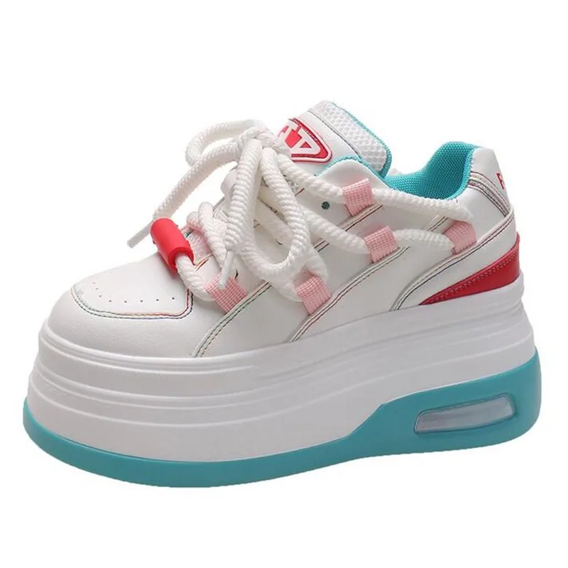 

Новые кроссовки на высокой платформе 8 см, женская повседневная кожаная спортивная обувь, осенние вулканизированные белые туфли для скейтборда, женские Chaussures Femme